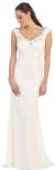 V-Neck Sleeveless Lace Long Formal Evening Prom Dress in Off White